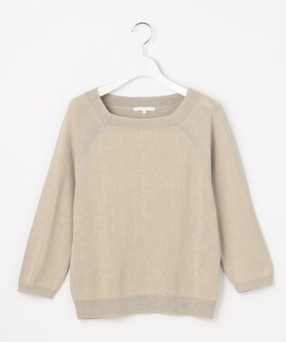 自由区 【アンサンブル対応】ペーパーコットンスクエアネックニット プルオーバー ベージュ