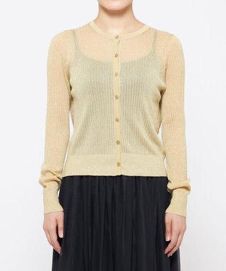 uncrave 【手洗い可】ラメ シアー ニット カーディガン（uncrave STANDARD） ゴールド