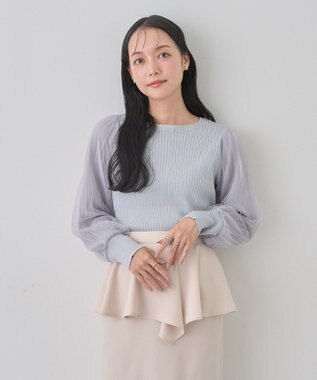 earth music&ecology マジョリカプリーツチュールニットプルオーバー Light Gray