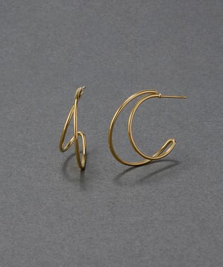 Phoebe 〈金属アレルギー対応〉クレセントレイヤーフープピアス　ゴールド　ステンレス ゴールド
