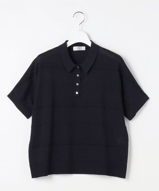 J.PRESS LADIES L DRY COTTON ポロ ニット ネイビーシャドー系