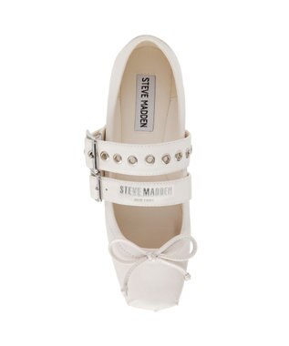 STEVE MADDEN CEARA バレエダブルストラップフラットシューズ アイボリーレザー
