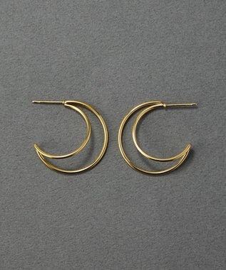 Phoebe 〈金属アレルギー対応〉クレセントレイヤーフープピアス　ゴールド　ステンレス ゴールド
