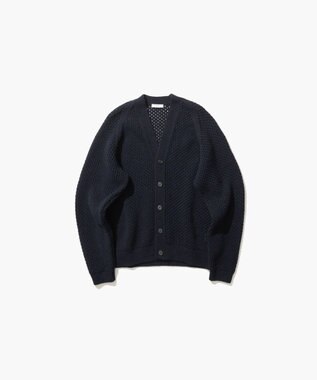 ATON WOOL CASHMERE ALPACA | メッシュＶネックカーディガン NAVY