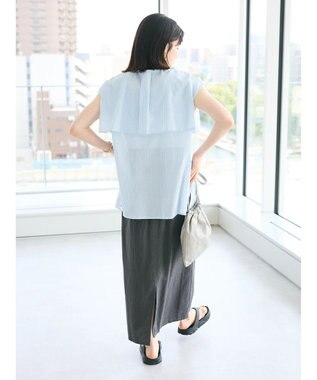 CRAFT STANDARD BOUTIQUE インド綿フリルブラウス Navy