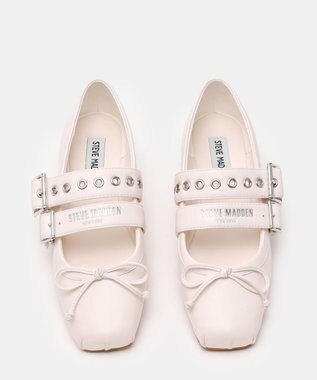 STEVE MADDEN CEARA バレエダブルストラップフラットシューズ アイボリーレザー