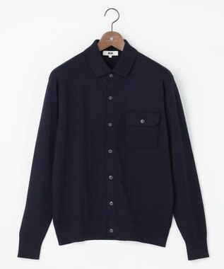 JOSEPH ABBOUD 【チクチクしない/イージーケア/3シーズン対応/サスティナブル】SNOWY  シャツカーディガン ネイビー系