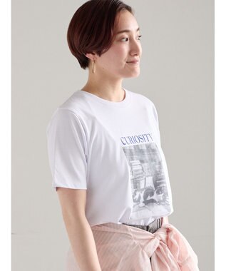 Te chichi アソートネコフォトスタンダードTシャツ ブルー