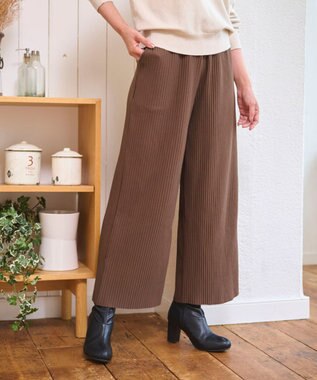 WEGO 【WEB限定/2025年秋冬新作/裾カットOK！自分サイズに調整可能/ウエストゴム/しわになりにくい/】カットプリーツパンツ ブラウン