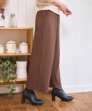 WEGO 【WEB限定/2025年秋冬新作/裾カットOK！自分サイズに調整可能/ウエストゴム/しわになりにくい/】カットプリーツパンツ ブラウン