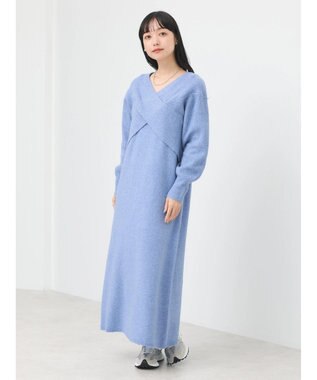 earth music&ecology Ｓｅｔ２点クロスニット＋ノースリーブニットワンピース Blue