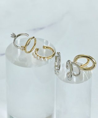 Phoebe 【金属アレルギー対応】ダブルシャインイヤーカフ　シルバー/ニッケルフリー シルバー