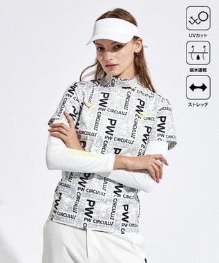 PW CIRCULUS 【UVカット / 吸水速乾 / 伸縮性抜群】【WOMEN】ＰＷロゴ＆チェックモックT ゴルフウェア レディース ホワイト系5