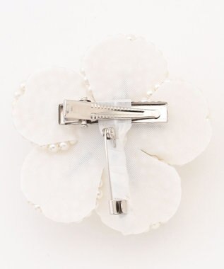 組曲 カメリアビーズブローチ アイボリー系