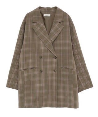 earth music&ecology 【セットアップ可】BIGジャケット Check Brown