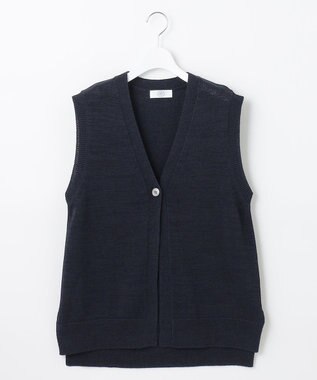 J.PRESS LADIES 【洗える】 LICOテープベスト ニット ジレ ネイビー系