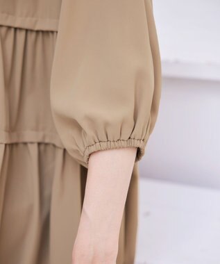 Tiaclasse L 【洗える】ティアードチュニックブラウス ベージュ