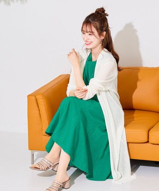 Tiaclasse L 【UVケア・接触冷感】さらっと羽織れる膝丈ロングトッパーガーディガン オフホワイト