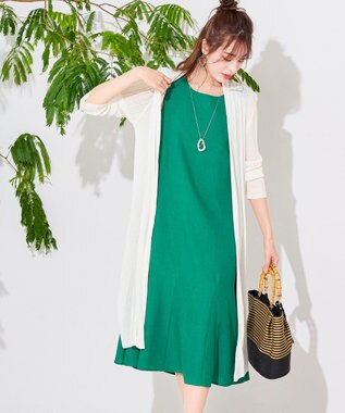 Tiaclasse L 【UVケア・接触冷感】さらっと羽織れる膝丈ロングトッパーガーディガン オフホワイト