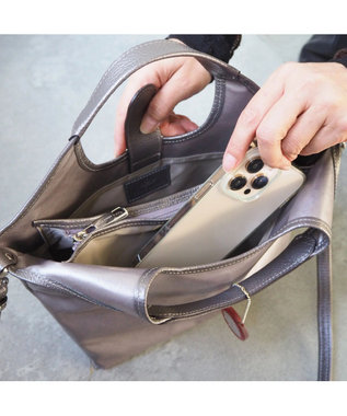 PELLE BORSA 2WAYハンドバッグ Alive アライブ 9085 ガンメタ