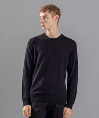 JOSEPH HOMME リネンナイロンプレーン　クルーネックニット ブラック系