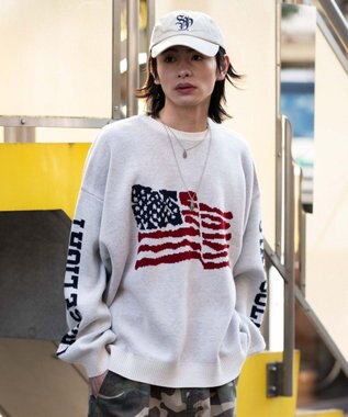  スリーブロゴニットプルオーバー