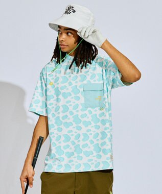 PW CIRCULUS 【UV遮蔽率99.5%  UVカット/速乾/ストレッチ】【MEN】アニマルドットポケットモックT ゴルフ ブルー系5