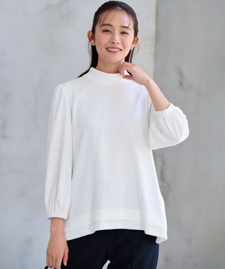 組曲 L 【KUMIKYOKU NAVY】ジョーゼットシフォン2WAY ボウタイブラウス パールホワイト系