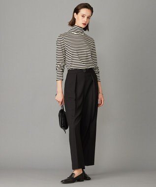 ICB L 【洗える】 シンプルジャージー ハイネックプルオーバー ブラックボーダー系