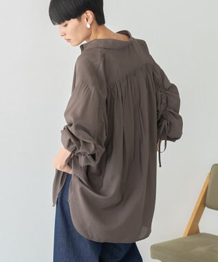 AMERICAN HOLIC シアーバックギャザーリボンシャツ Brown