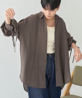 AMERICAN HOLIC シアーバックギャザーリボンシャツ Brown