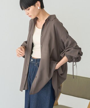 AMERICAN HOLIC シアーバックギャザーリボンシャツ Brown