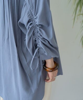 AMERICAN HOLIC シアーバックギャザーリボンシャツ Blue