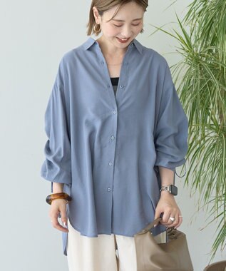 AMERICAN HOLIC シアーバックギャザーリボンシャツ Blue