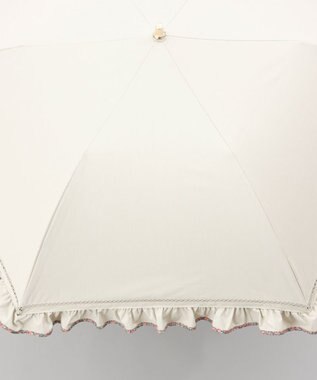 AURORA 【 JILL STUART（ジル スチュアート）】・WEB限定・　リバティパイピングフリル晴雨兼用パラソル(折りたたみ) ライトベージュ