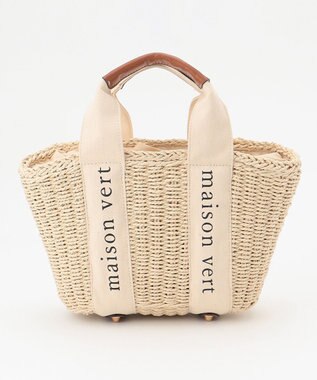 LA BAGAGERIE 【maison vert】【ペーパー素材・多収納】ロゴテープかごバッグ ベージュ