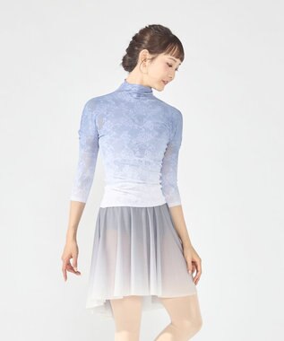 Chacott グラデーションローハイネックトップ ターコイズブルー