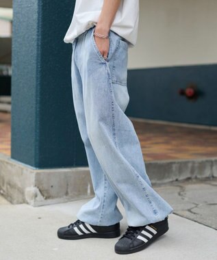 WEGO イージーバギーフレアデニムスラックス デニム淡加工色