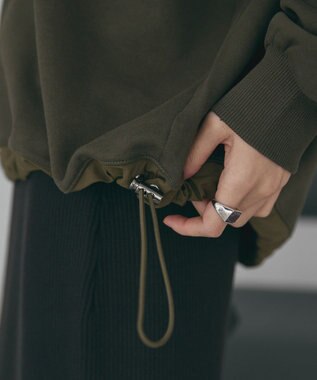 AMERICAN HOLIC 異素材ドロスト配色プルオーバー Khaki