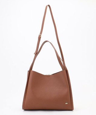 LA BAGAGERIE ソフトシュリンク2WAYハンドバッグ large チョコ