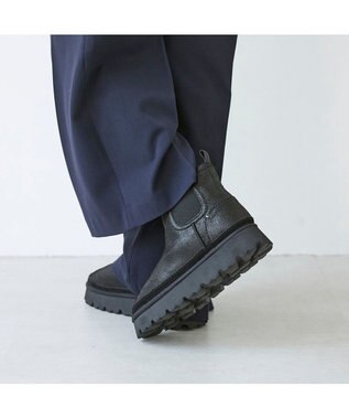 MODE ET JACOMO <carino>本革ムートン　サイドゴアショートブーツ ブラックメタリック