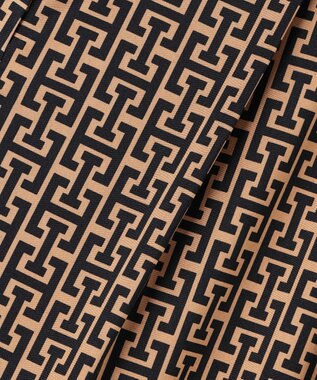 ICB L 【30th ANNIVERSARY】 モノグラムプリントスムース ワイドパンツ キャメル×ブラック系