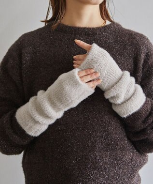 ANY SIS 【WEB＋一部店舗限定】シャギー ハンドウォーマー ライトグレー