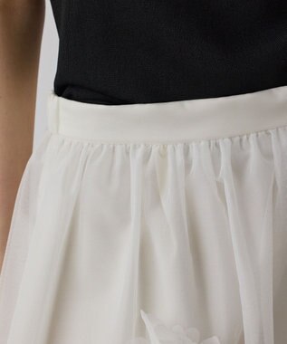 GRACE CONTINENTAL メッシュフラワースカート ホワイト