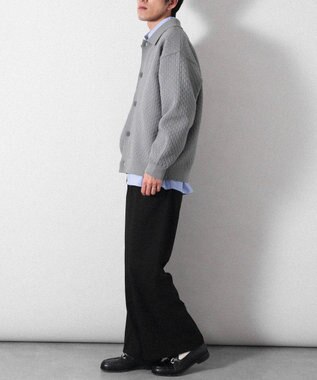 CRAFT STANDARD BOUTIQUE 柄編みニットシャツカーディガン Charcoal Gray