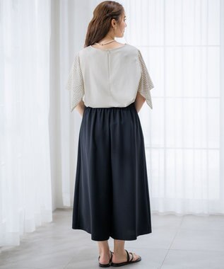 23区 L 【Lサイズ限定/吸水速乾/UVカット/接触冷感/】ストレッチジョーゼット ガウチョパンツ ブラック系