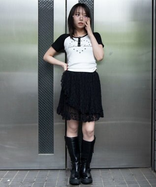 WEGO グラフィックラグランヘンリーネックT 柄5
