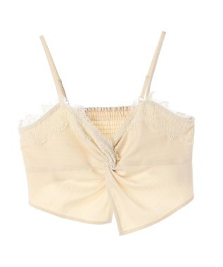 earth music&ecology ピンストライプ胸元レースビスチェ Beige