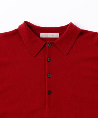 UNFILO MENS ライトウォーム ニットポロ レッド