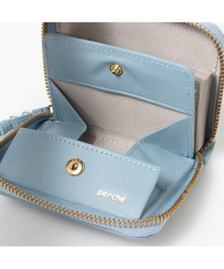 UNBILLION ペルケ perche / シーププリーツ・ジャバラカードウォレット サックスブルー